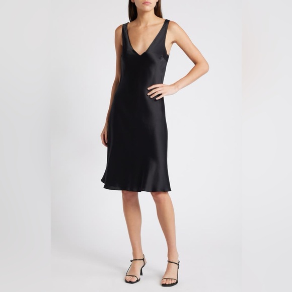 Reformation Dresses & Skirts - Reformation Lila V-Neck Satin Dress in Black